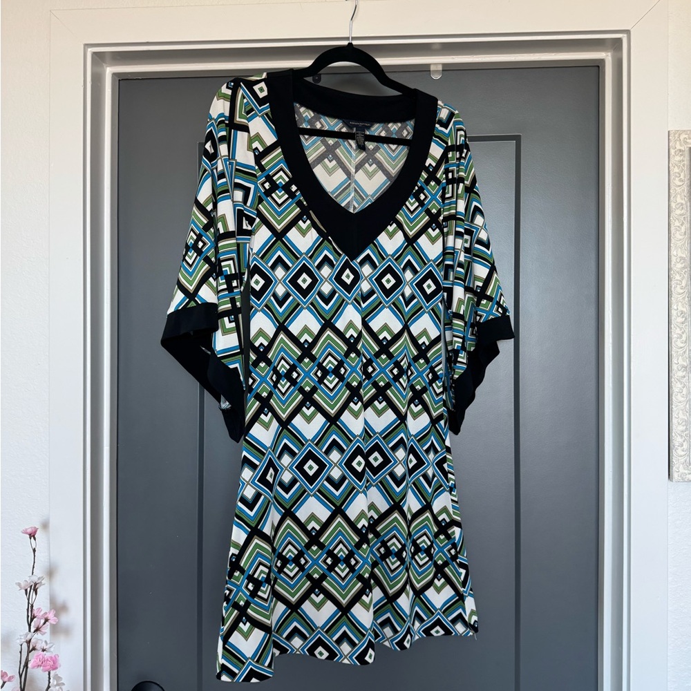 Banana Republic Black and Blue Geometric Tunic